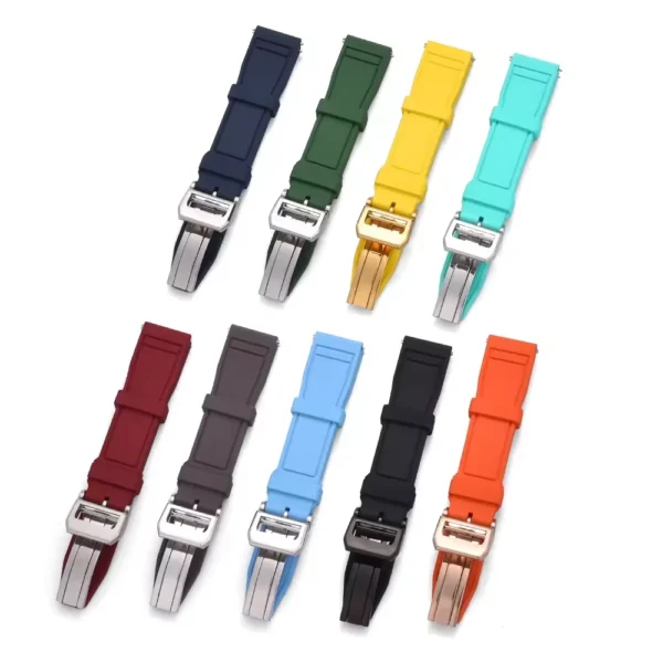FKM Rubber Pilot Watch Strap with Quick Release & Deployant Clasp - Image 4