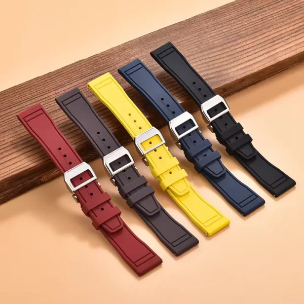 FKM Rubber Pilot Watch Strap with Quick Release & Deployant Clasp - Image 3