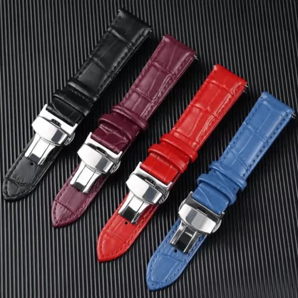 Tresse Classic Leather Watch Strap with Butterfly Deployant Clasp