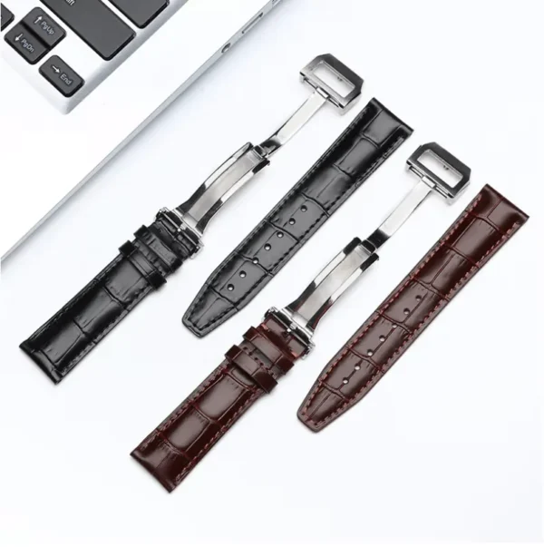 Tresse Premium Italian Leather Watch Strap with Butterfly Deployant Clasp - Image 2