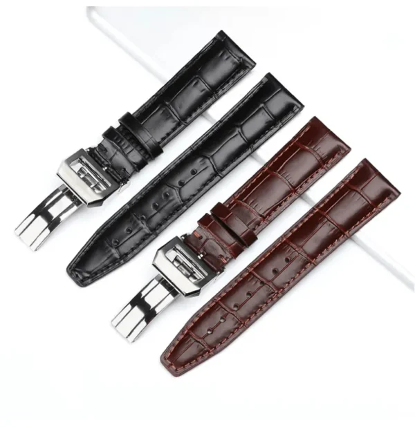 Tresse Premium Italian Leather Watch Strap with Butterfly Deployant Clasp