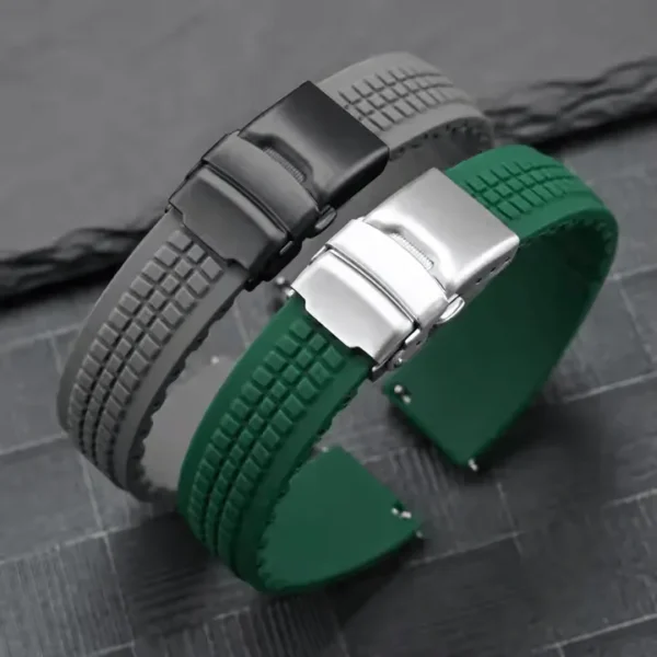 Tresse Premium Rubber Watch Strap – Quick Release & Deployant Clasp