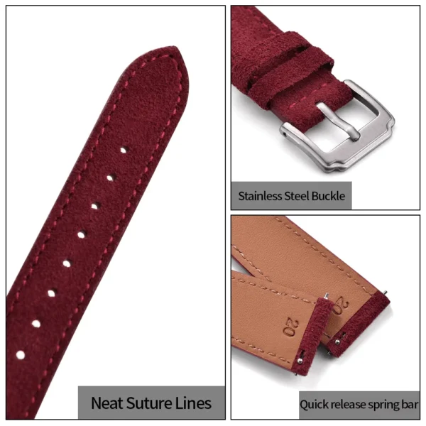 Tresse Vintage Suede Leather Quick Release Watch Strap - Image 3