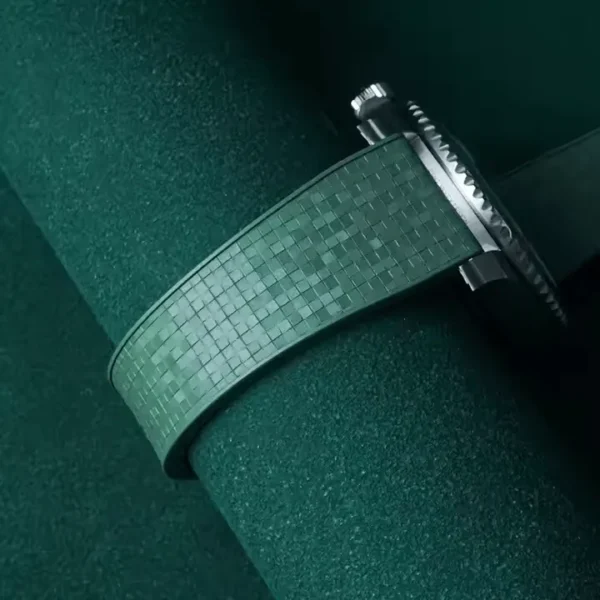 Tresse Mosaic CTS Rubber Watch Strap with Leaf Spring Deployment Clasp - Image 2