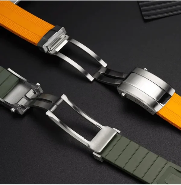 Premium FKM Rubber Diver Watch Strap with Deployant Clasp - Image 3