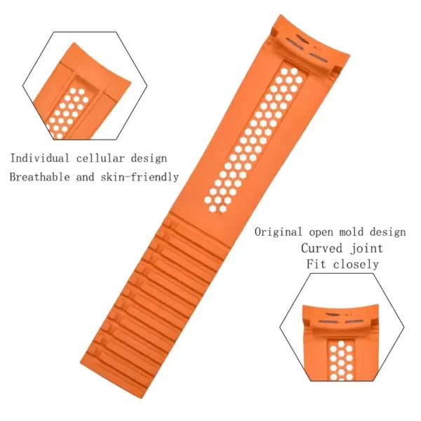 Premium FKM Rubber Watch Strap with Curved Ends - Image 4