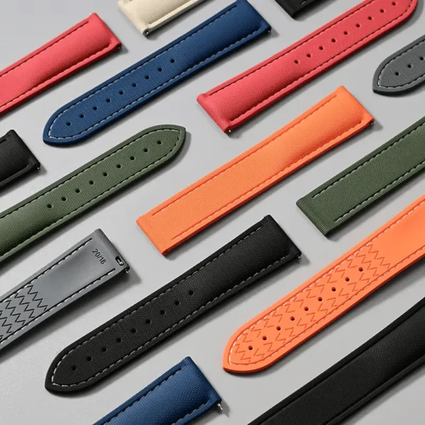 Sailcloth Pattern FKM Rubber Watch Strap for Omega - Image 2