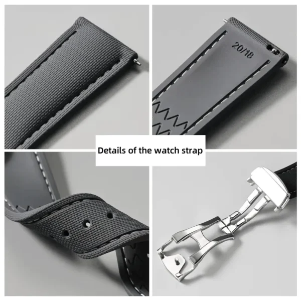 Sailcloth Pattern FKM Rubber Watch Strap for Omega - Image 4
