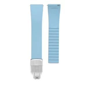 Baby Blue CTS Rubber Watch Strap with Spring Deployment Clasp