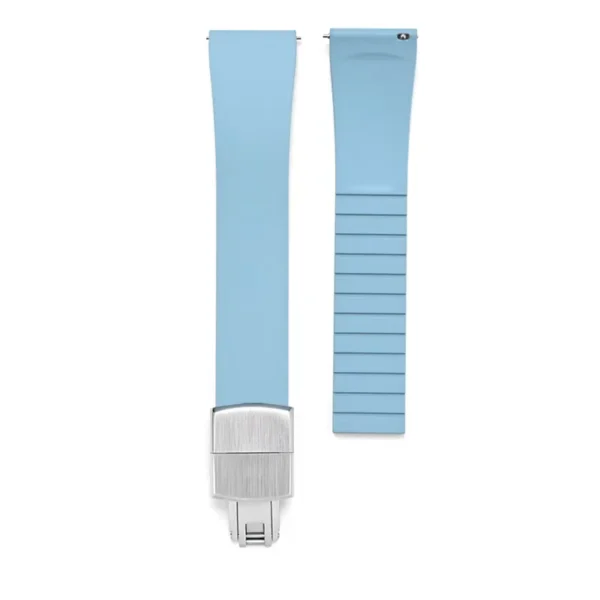 Baby Blue CTS Rubber Watch Strap with Spring Deployment Clasp