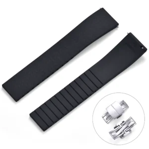 Black Tropical Rubber CTS Watch Strap with Clasp