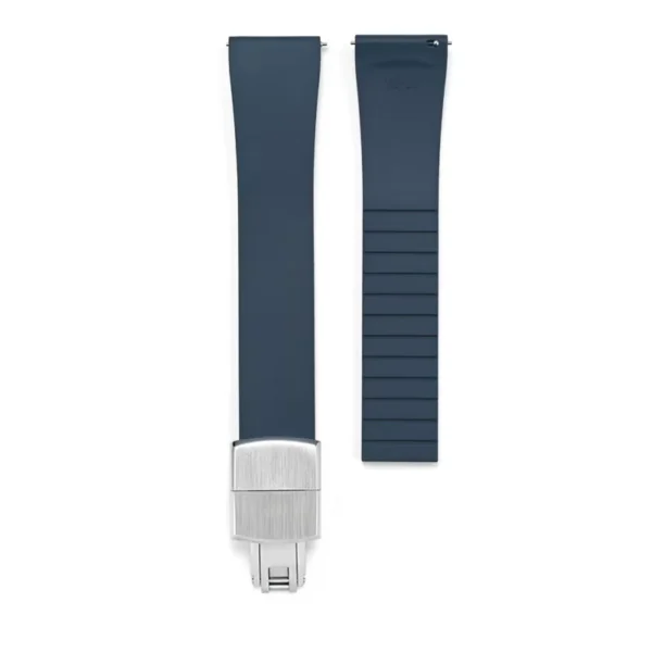 Navy Blue CTS Rubber Watch Strap with Spring Deployment Clasp
