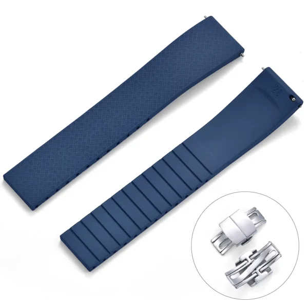 Navy Blue Tropical Rubber CTS Watch Strap with Clasp