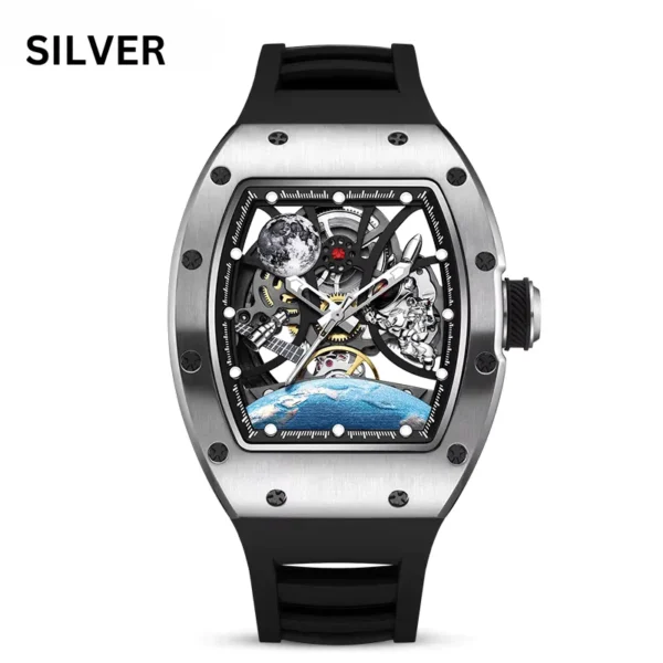 S1 Rally Interstellar Automatic Black Dial Men’s Watch – RM-Inspired Tonneau Case (White, Navy Blue, Rose Gold, Silver, Carbon Black, Carbon White) - Image 3
