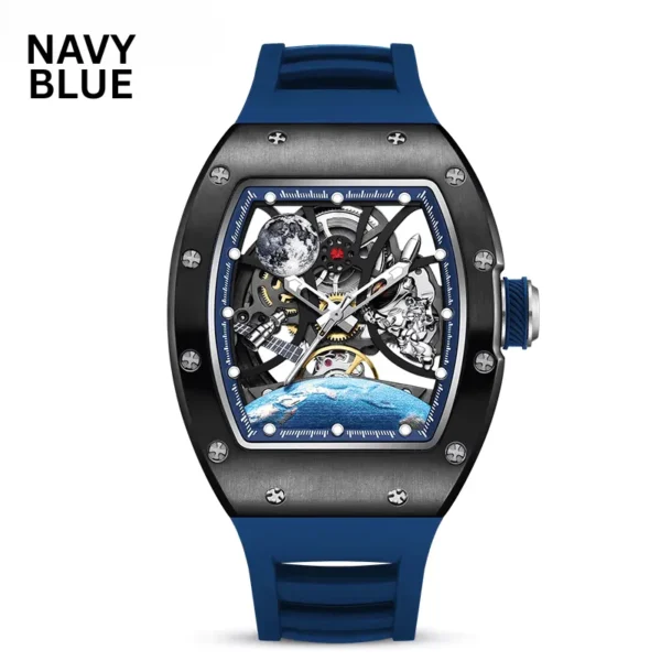 S1 Rally Interstellar Automatic Black Dial Men’s Watch – RM-Inspired Tonneau Case (White, Navy Blue, Rose Gold, Silver, Carbon Black, Carbon White) - Image 2