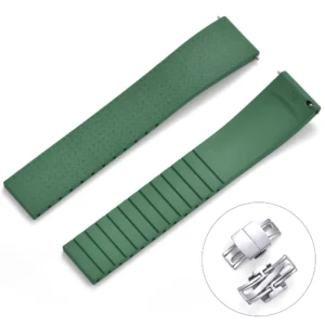 Green Tropical Rubber CTS Watch Strap – Quick Release & Deployant Clasp