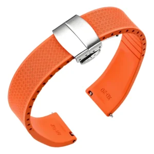 Orange Tropical Rubber CTS Watch Strap – Quick Release & Deployant Clasp