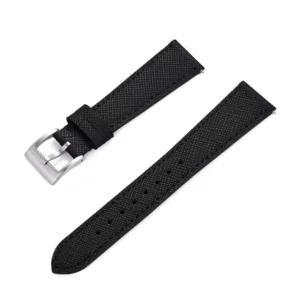 Black Saffiano Leather Watch Strap with Quick Release | Premium Textured Leather Band