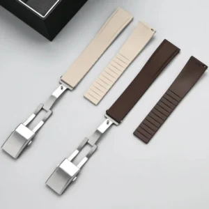 CTS Sailcloth Texture Rubber Watch Strap with Stainless Steel Deployant Clasp