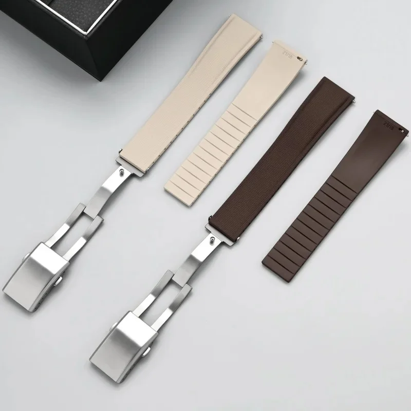 CTS Sailcloth Texture Rubber Watch Strap with Stainless Steel Deployant Clasp