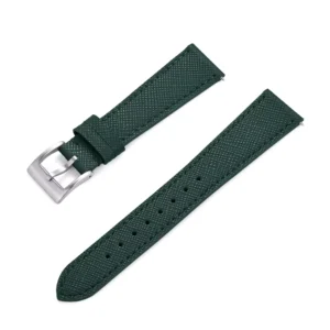 Green Saffiano Leather Watch Strap with Quick Release | Premium Textured Leather Band