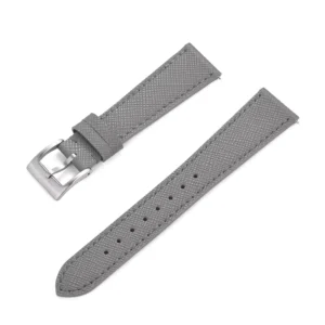 Grey Saffiano Leather Watch Strap with Quick Release | Premium Textured Leather Band