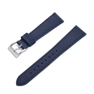 Navy Blue Saffiano Leather Watch Strap with Quick Release | Premium Textured Leather Band