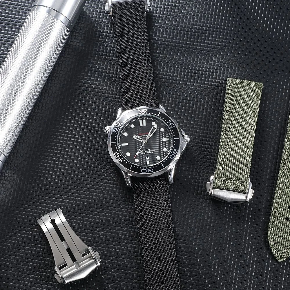 Sailcloth Watch Strap with Deployment Clasp for Omega | Premium Hybrid Watch Strap - Image 2
