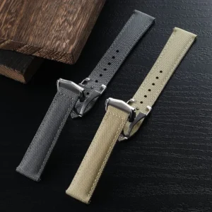 Sailcloth Watch Strap with Deployment Clasp for Omega | Premium Hybrid Watch Strap