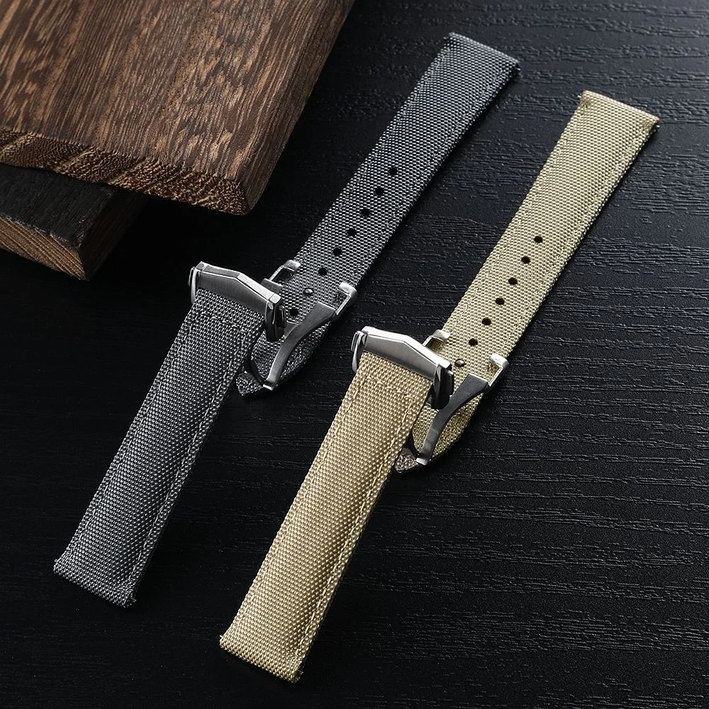 Sailcloth Watch Strap with Deployment Clasp for Omega | Premium Hybrid Watch Strap