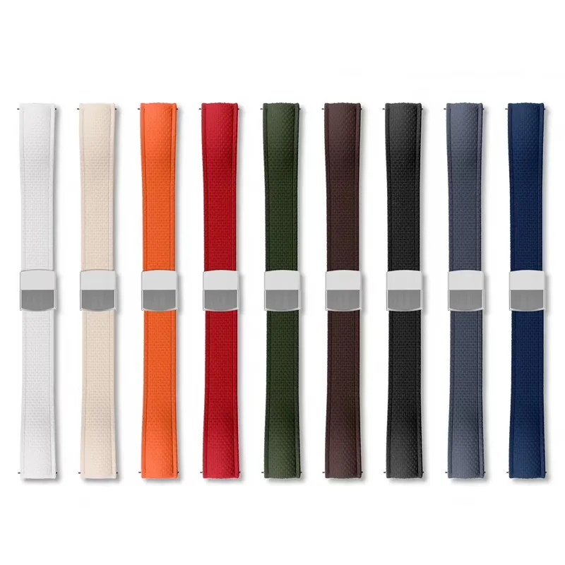CTS Curved End Nylon Pattern FKM Rubber Watch Strap with Spring Deployment Clasp - Image 2