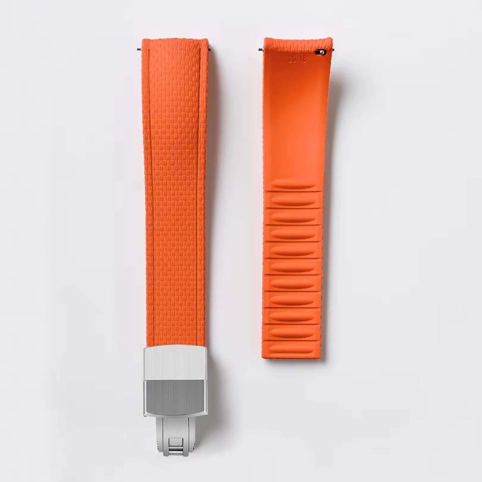 CTS Curved End Nylon Pattern FKM Rubber Watch Strap with Spring Deployment Clasp - Image 5